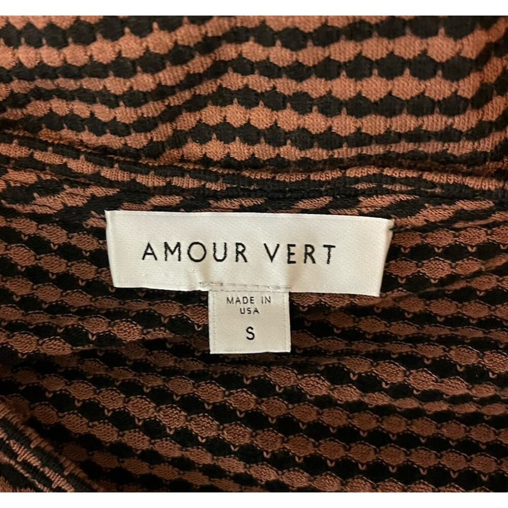 Amour Vert Colombe Scallop Stripe Ribbed Knit Midi Dress Minimalist Size Small - Picture 6 of 7
